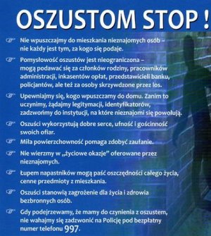 Zdjęcie przedstawia grafikę promującą akcję &quot;Stop oszustom&quot;.