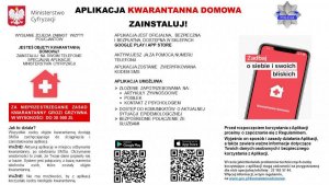 Zdjęcie przedstawia grafikę o aplikacji &quot;Kwarantanna Domowa&quot;.