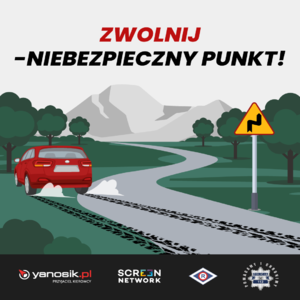 Plakat akcji zwolnij niebezpieczny punkt