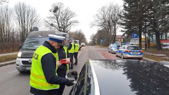 Zdjęcie kontrolujących policjantów