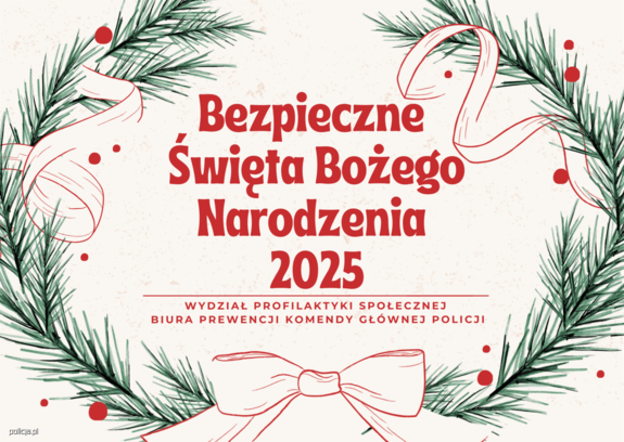 plakat z napisem bezpieczne święta bożego narodzenia