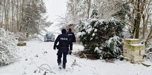 policjanci sprawdzają teren gdzie mogą być osoby w potrzebie
