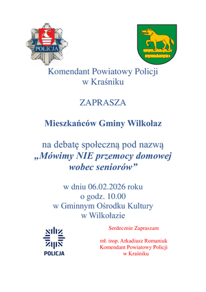 zaproszenie na debatę w Wilkołazie