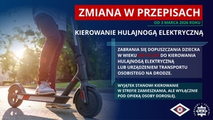 grafika przedstawia hulajnogę oraz ważne zmiany w przepisach