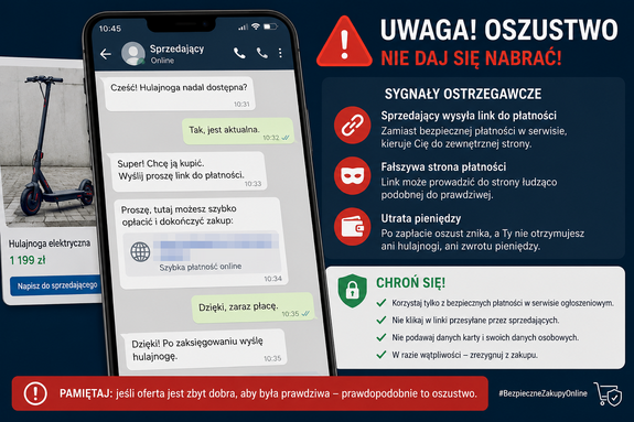 oszustwo przy zakupie hulajnogi porady jak nie dać się oszukać