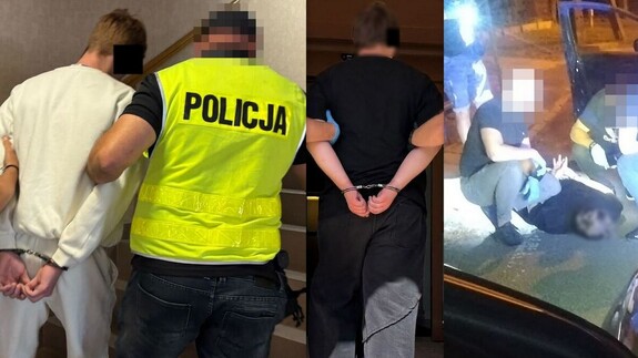 kolaż zdjęć z zatrzymanymi mężczyznami
