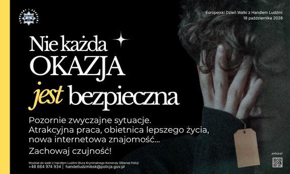 nie każda okazja jest bezpieczna brzmi napis na zdjęciu oraz osoba z zakrytą ręka na twarzy